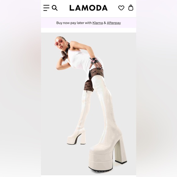 BNIB Lamoda Fantasies Platform Thigh High White Boots - Picture 4 of 7